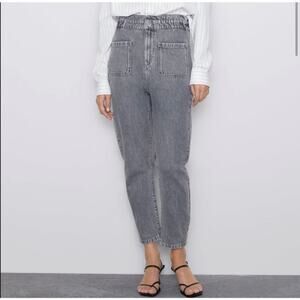 Zara high waisted paper bag jeans Size 2 gray wash